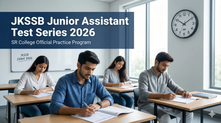 SR College JKSSB Junior Assistant Test Series 2026 mock test preparation banner