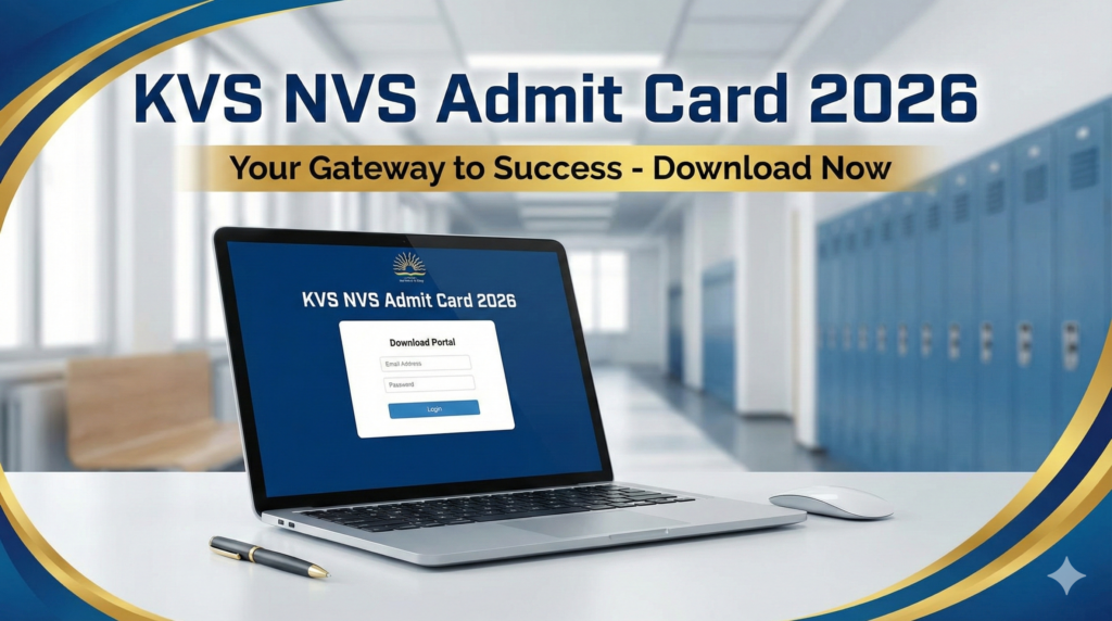 KVS NVS Admit Card 2026 download process and exam instructions banner
