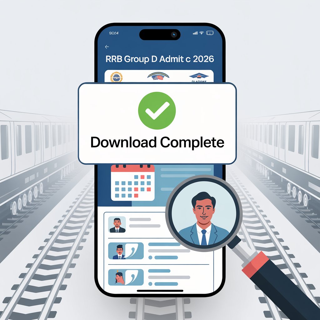 RRB Group D 2026 Admit Card Download Process Infographic