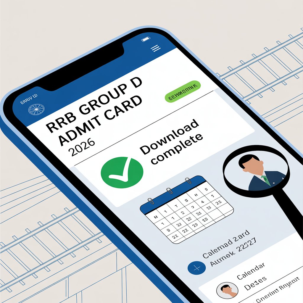 RRB Group D 2026 Admit Card Download Process Infographic