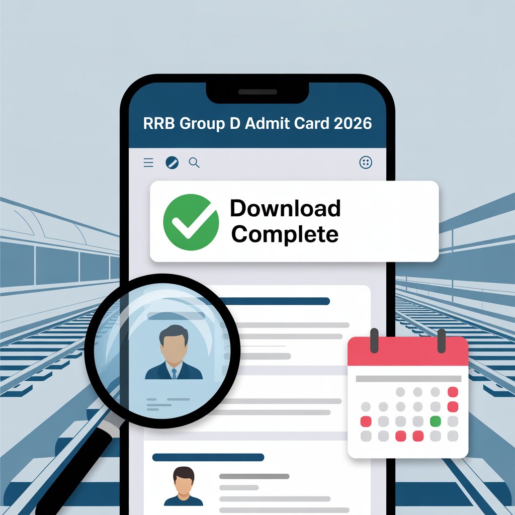 RRB Group D 2026 Admit Card Download Process Infographic