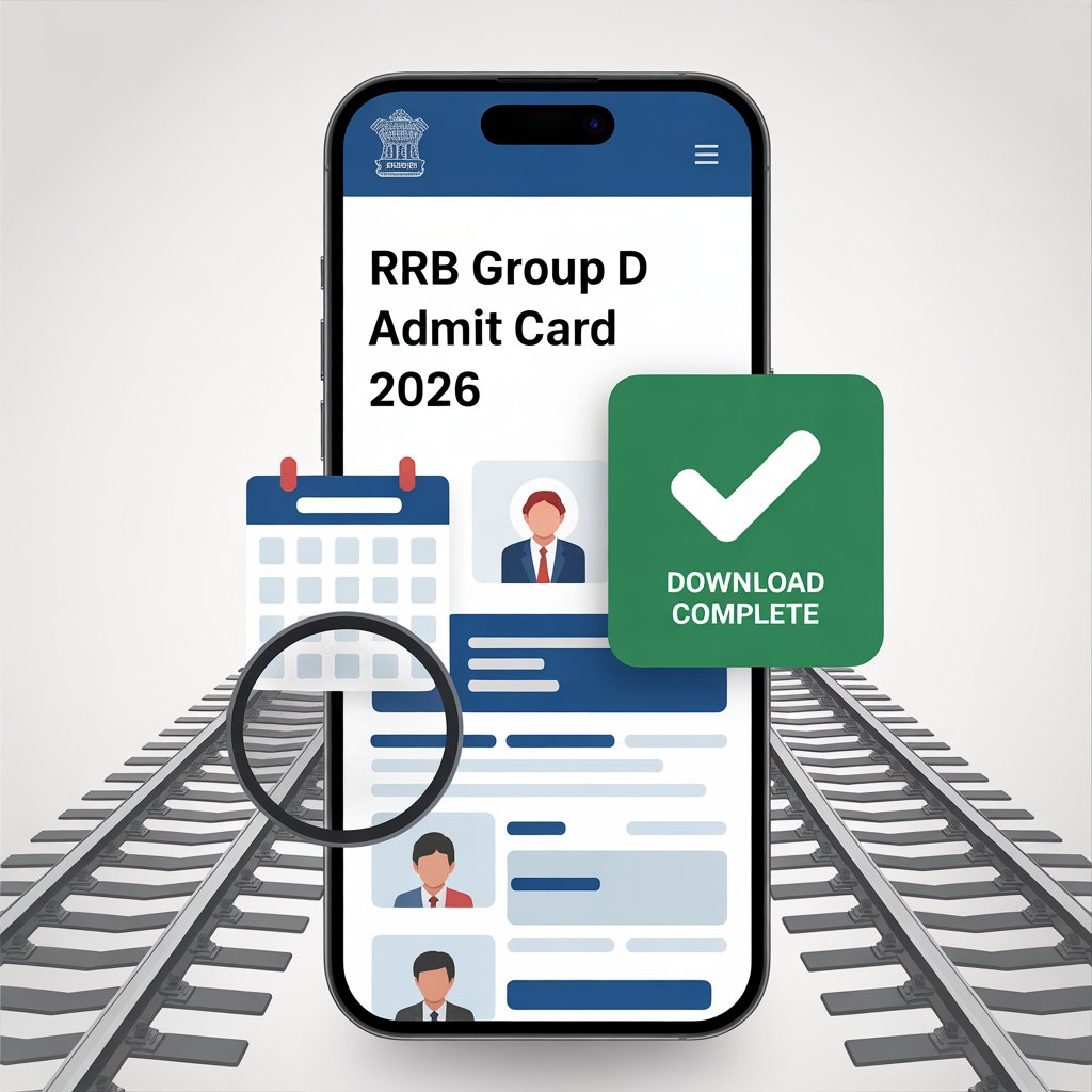RRB Group D 2026 Admit Card Download Process Infographic