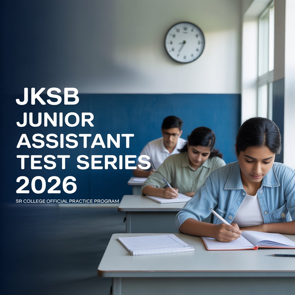 SR College JKSSB Junior Assistant Test Series 2026 mock test preparation banner